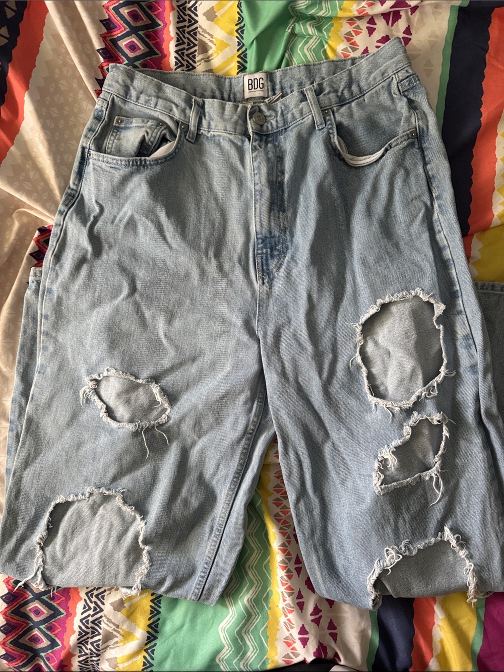 BDG Light Blue Distressed Ripped Denim Shorts